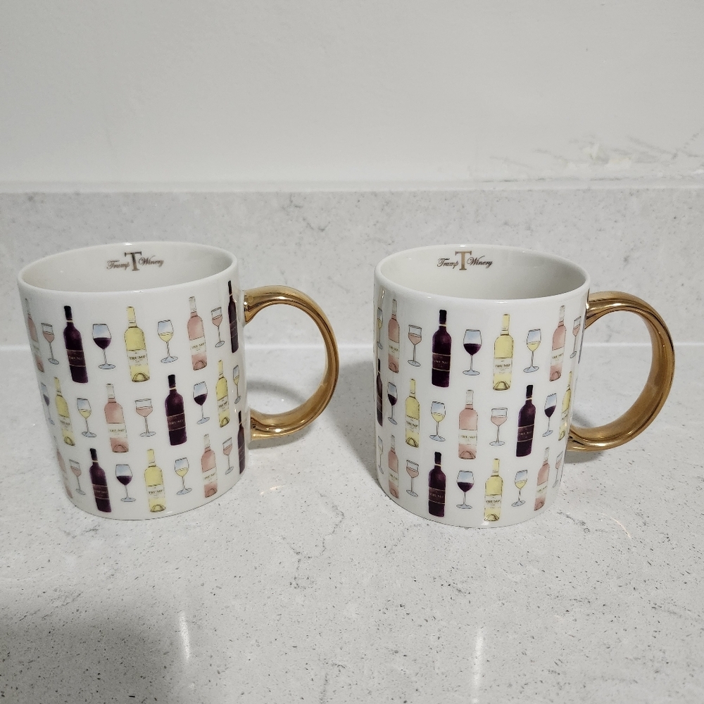 Limited Edition Trump Winery Mug Set (2) Wine Print Design